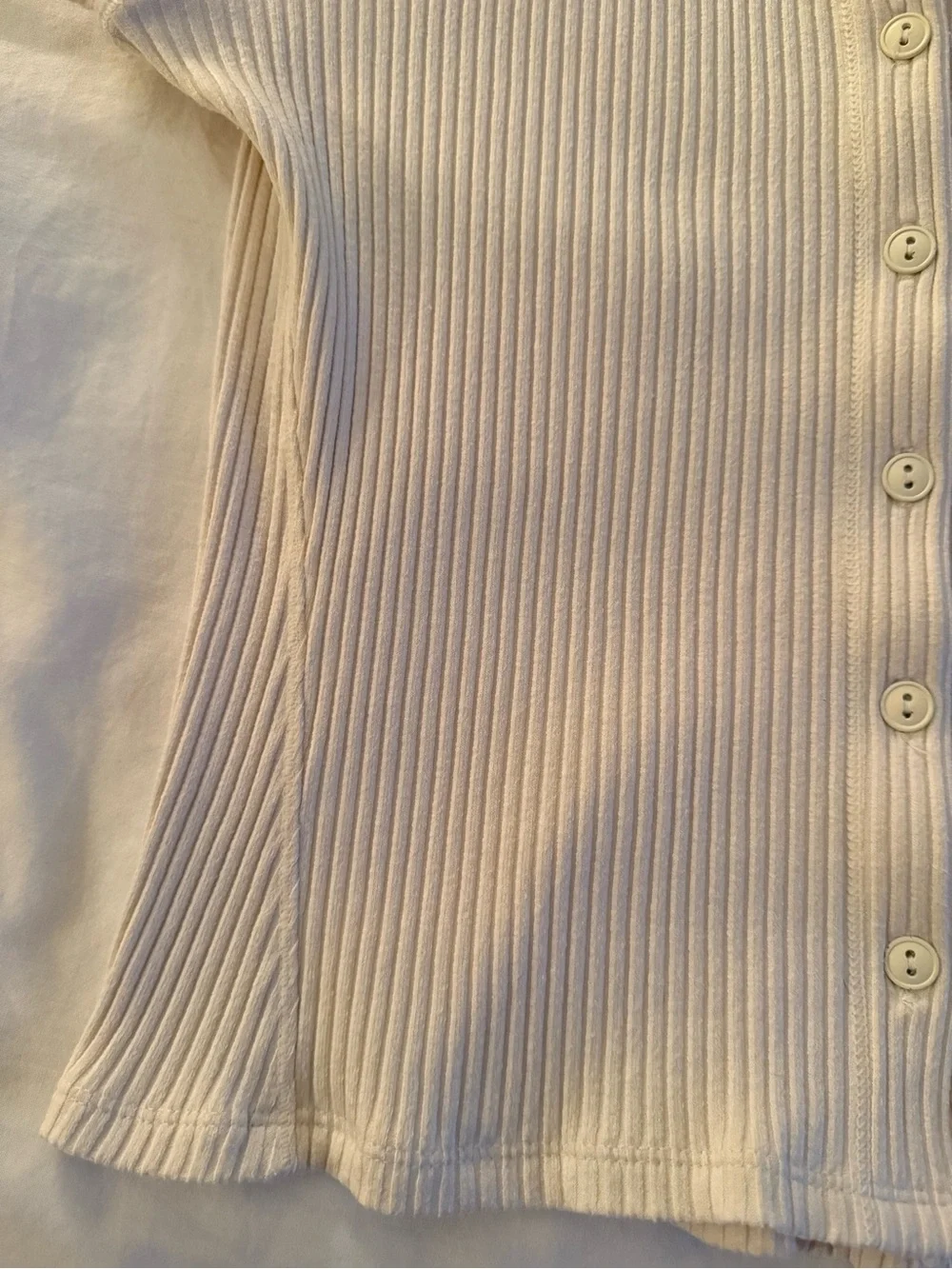 Free People Intimately Cream Ribbed Button Front Top Size XS/S